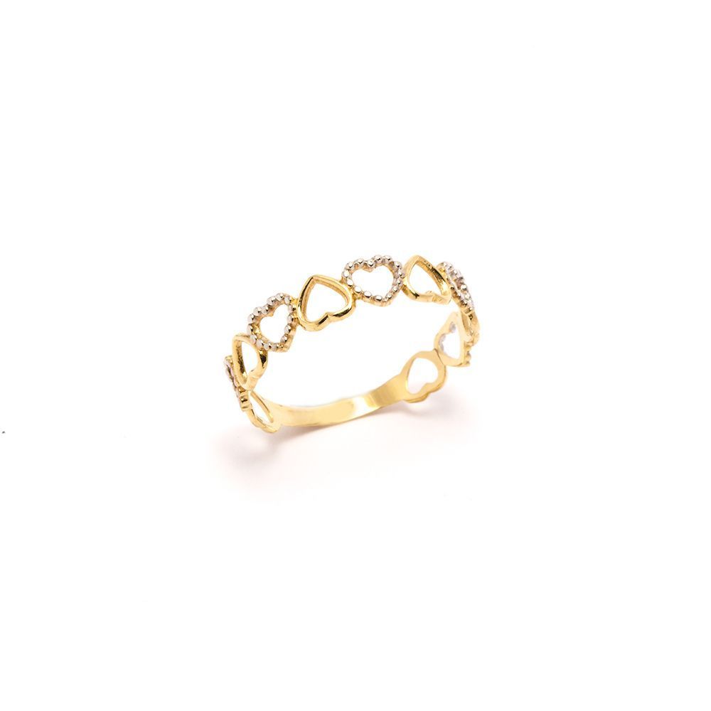 Anel Cora��es em Ouro 18 Kilates - 23116